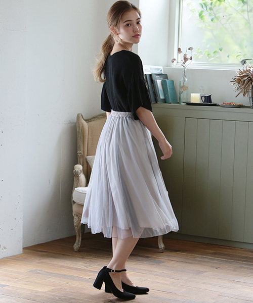 one after another NICE CLAUP（ワンアフターアナザーナイスクラップ）の「ｎｅｗチューガンジースカート（スカート・レディース・オフホワイト/グレー/ブラック・FREE）」の11枚目の写真