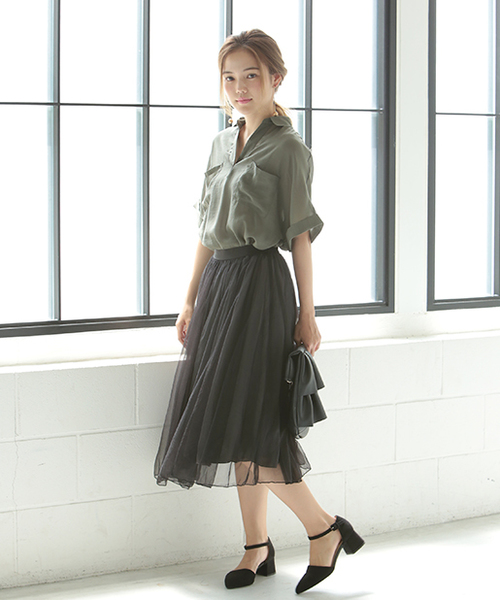 one after another NICE CLAUP（ワンアフターアナザーナイスクラップ）の「ｎｅｗチューガンジースカート（スカート・レディース・オフホワイト/グレー/ブラック・FREE）」の18枚目の写真