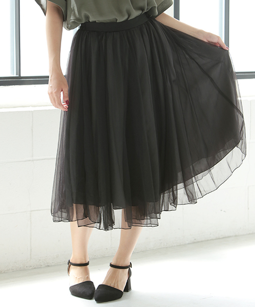 one after another NICE CLAUP（ワンアフターアナザーナイスクラップ）の「ｎｅｗチューガンジースカート（スカート・レディース・オフホワイト/グレー/ブラック・FREE）」の15枚目の写真