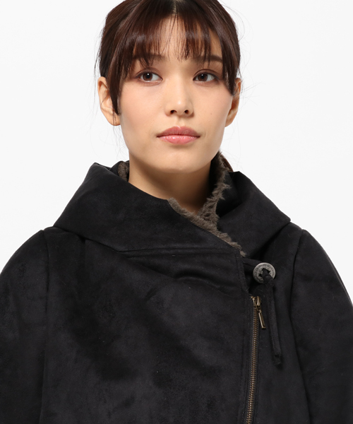 チャイハネ(チャイハネ)の「【チャイハネ】フェイクムートンショートジャケット / フーディー(ムートンコート・レディース・ブラック/ベージュ・FREE)」の10枚目の写真