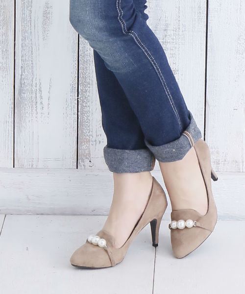 Noubel Voug Relax（ヌーベルヴォーグリラックス）の「Noubel Voug Relax（ヌーベルヴォーグリラックス）/パールモチーフ　オペラピンヒールパンプス（パンプス・レディース・ベージュ/ブラック/グレー・LL/M/S/L）」の3枚目の写真