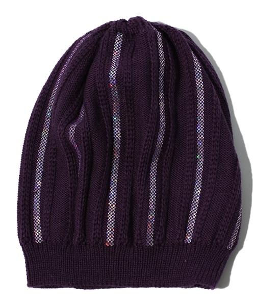 HYSTERIC MINI(ヒステリックミニ)の「HYS 69 スパンコール ニットキャップ(キャップ・キッズ・ブラック/パープル/レッド・MEDIUM/LARGE/SMALL)」の2枚目の写真