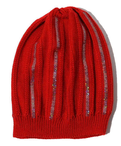 HYSTERIC MINI(ヒステリックミニ)の「HYS 69 スパンコール ニットキャップ(キャップ・キッズ・ブラック/パープル/レッド・MEDIUM/LARGE/SMALL)」の3枚目の写真