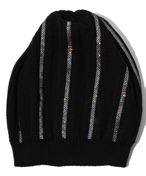 HYSTERIC MINI(ヒステリックミニ)の「HYS 69 スパンコール ニットキャップ(キャップ・キッズ・ブラック/パープル/レッド・MEDIUM/LARGE/SMALL)」の1枚目の写真