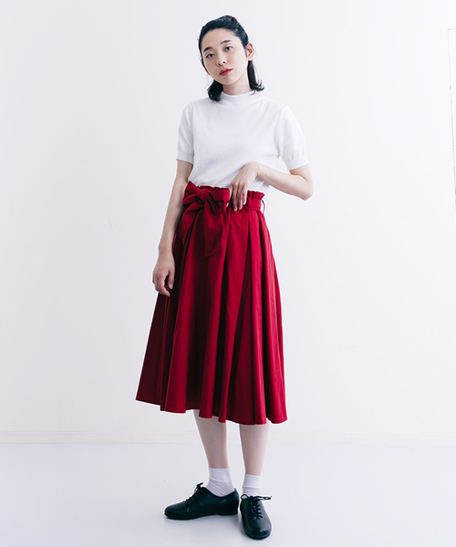 MERLOT(メルロー)の「綿麻ウエストリボンフレアスカート1001(スカート・レディース・ブルー/ベージュ/イエロー/ブラック/グリーン/ピンク/キャメル/レッド・FREE)」の11枚目の写真