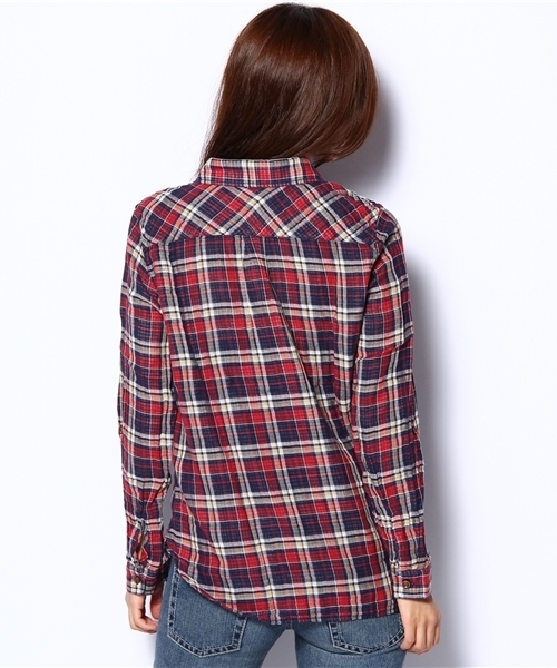 coen（コーエン）の「ダブルガーゼチェックシャツ（シャツ/ブラウス・レディース・レッド/ケリー・MEDIUM/LARGE）」の4枚目の写真