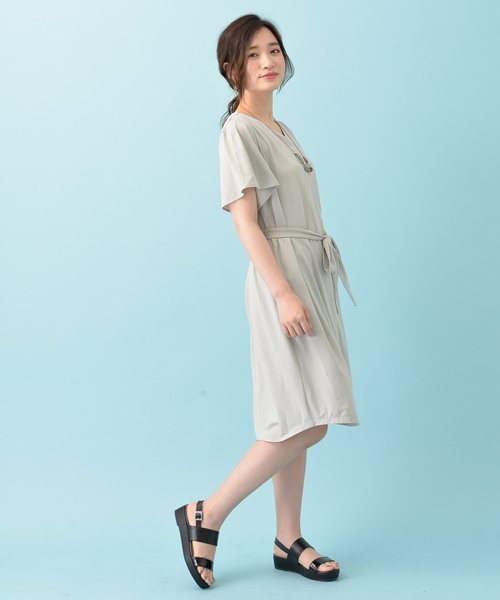 Green Parks グリーンパークス の フロントタック5分袖ワンピース ワンピース Wear