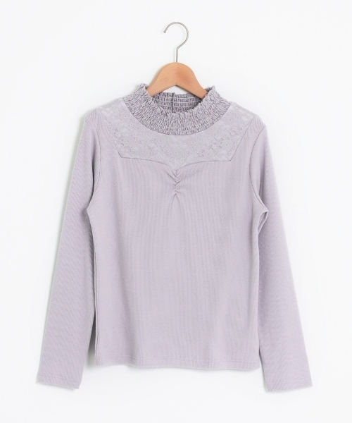 MAJESTIC LEGON（マジェスティックレゴン）の「【WEB限定価格】シャーリングレース×ハートネックプルオーバー（Tシャツ/カットソー・レディース・アイボリー/ピンク/ブラック/ラベンダー・MEDIUM）」の4枚目の写真