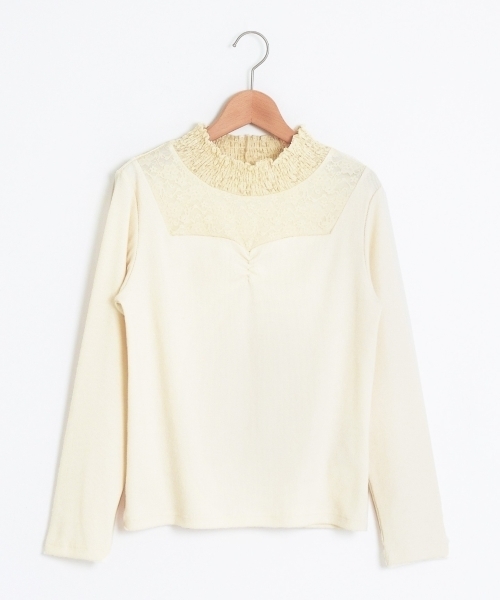 MAJESTIC LEGON（マジェスティックレゴン）の「【WEB限定価格】シャーリングレース×ハートネックプルオーバー（Tシャツ/カットソー・レディース・アイボリー/ピンク/ブラック/ラベンダー・MEDIUM）」の8枚目の写真