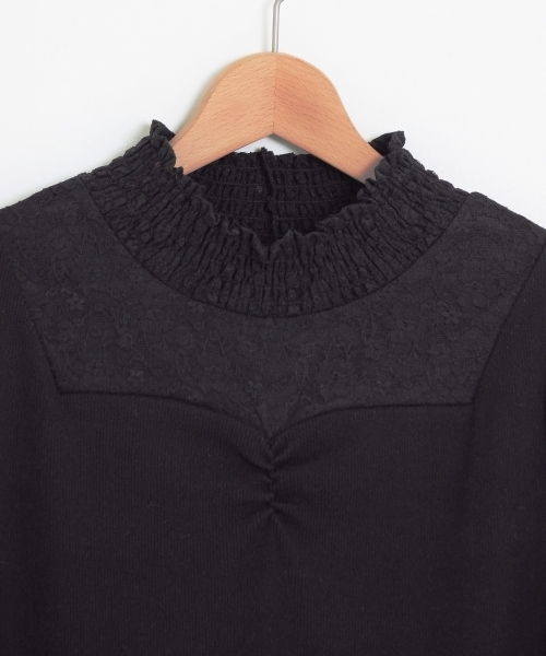 MAJESTIC LEGON（マジェスティックレゴン）の「【WEB限定価格】シャーリングレース×ハートネックプルオーバー（Tシャツ/カットソー・レディース・アイボリー/ピンク/ブラック/ラベンダー・MEDIUM）」の10枚目の写真