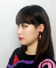 ファー×ゴールドイヤリング