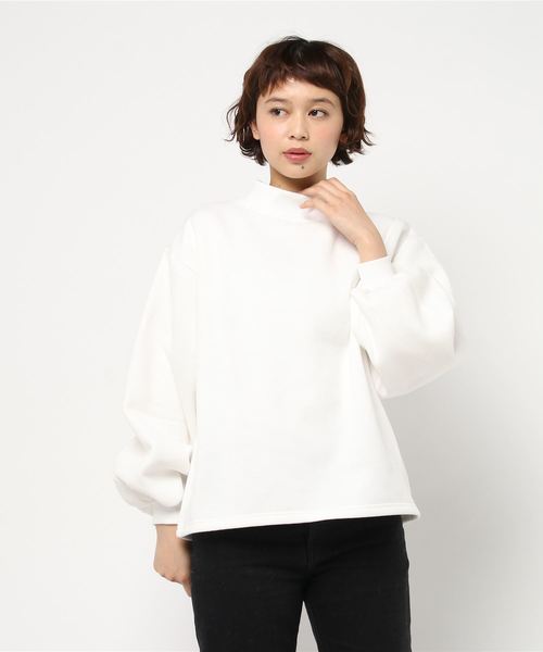 KOBE LETTUCE（コウベレタス）の「ふっくらボリューム袖☆暖かさをキープする裏起毛！バルーンスリーブ裏起毛スウェットトップス/レディーストレーナー[C3042]神戸レタス（スウェット・レディース・チャコールグレー/ブラック/オフホワイト/ピンク・FREE）」の7枚目の写真