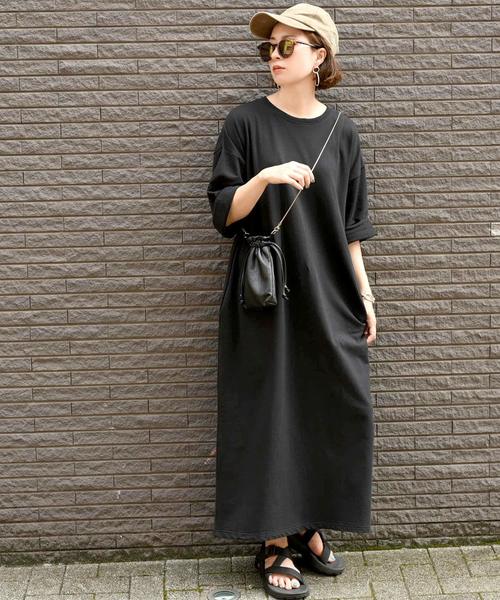 coca(coca)(コカ)の「ポケット付きゆったりロング丈スウェットワンピース(ワンピース・レディース・グレー/ブラック/ホワイト/ブラウン・ONE SIZE)」の18枚目の写真