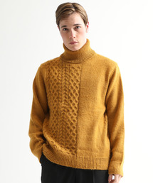 【FIT MIHARAYASUHIRO】Half cable Turtle Shaggy Knit Pull-over