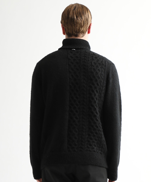 FIT MIHARAYASUHIRO(フィットミハラヤスヒロ)の「【FIT MIHARAYASUHIRO】Half cable Turtle Shaggy Knit Pull-over(ニット/セーター・メンズ・ブラック/イエロー/ワインレッド/マスタード・44/46/48)」の8枚目の写真
