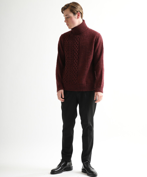 FIT MIHARAYASUHIRO(フィットミハラヤスヒロ)の「【FIT MIHARAYASUHIRO】Half cable Turtle Shaggy Knit Pull-over(ニット/セーター・メンズ・ブラック/イエロー/ワインレッド/マスタード・44/46/48)」の5枚目の写真