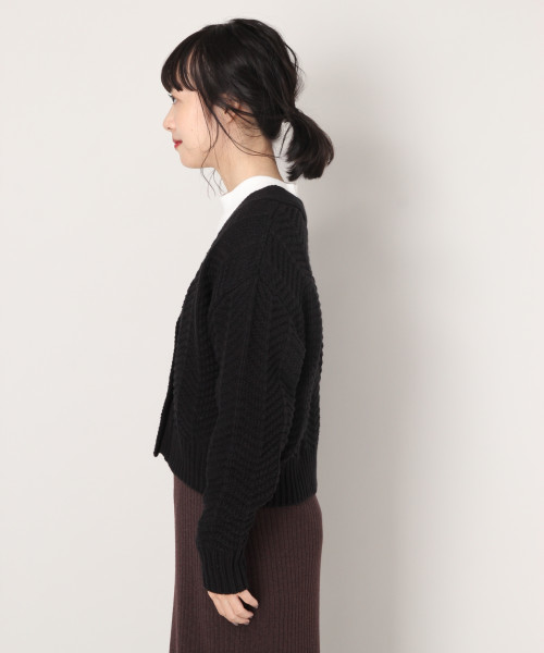 LOWRYS FARM（ローリーズファーム）の「３Ｇガラショートカーディガン　821767（カーディガン/ボレロ・レディース・ブラック/ベージュ/オフホワイト/イエロー・FREE）」の10枚目の写真