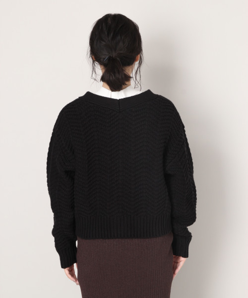 LOWRYS FARM（ローリーズファーム）の「３Ｇガラショートカーディガン　821767（カーディガン/ボレロ・レディース・ブラック/ベージュ/オフホワイト/イエロー・FREE）」の11枚目の写真