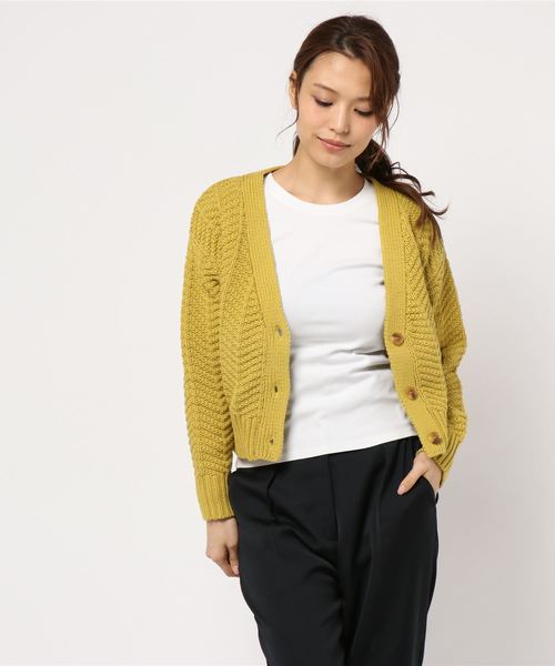 LOWRYS FARM（ローリーズファーム）の「３Ｇガラショートカーディガン　821767（カーディガン/ボレロ・レディース・ブラック/ベージュ/オフホワイト/イエロー・FREE）」の4枚目の写真