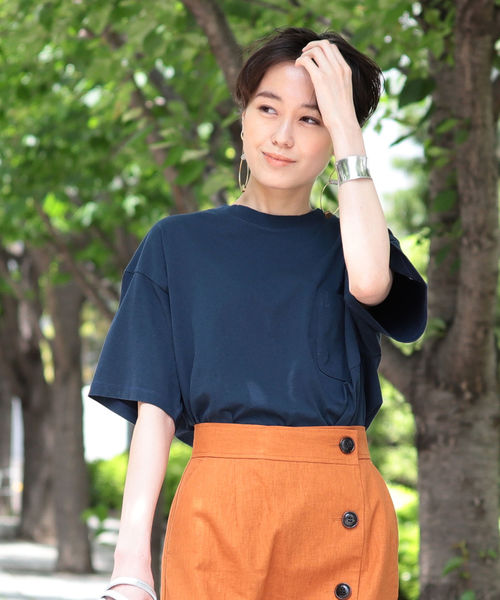 Ray BEAMS（レイビームス）の「Champion × Ray BEAMS / 別注 ビッグ ポケット Tシャツ（Tシャツ/カットソー・レディース・ホワイト/ブラック/ネイビー/ターコイズブルー/イエロー/プラム・ONE SIZE）」の13枚目の写真