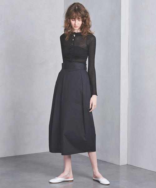 新品✨ユナイテッドアローズ コクーンスカート ロング ナイロン 黒 38 洗濯可 UNITED ARROWS（ユナイテッドアローズ）の「＜ELIN（エリン