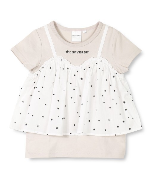 CONVERSE（コンバース）の「【★CONVERSE/コンバース】重ね着風半袖Tシャツ（Tシャツ/カットソー・キッズ・ベージュ/オフホワイト・90cm/110cm/100cm/120cm/130cm/140cm/150cm）」の2枚目の写真