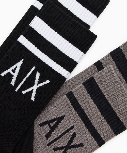 ARMANI EXCHANGE（アルマーニエクスチェンジ）の「【A|Xアルマーニ エクスチェンジ】A|Xロゴソックス（2足セット）_メンズ（ソックス/靴下・メンズ・ブラック×ホワイト/ホワイト×ブルー/ブラック×ライム/ブラック×レッド/ホワイト×グレー/チャコールグレー×ブラック/ブラック×ブルー・S/M/L/XL）」の8枚目の写真