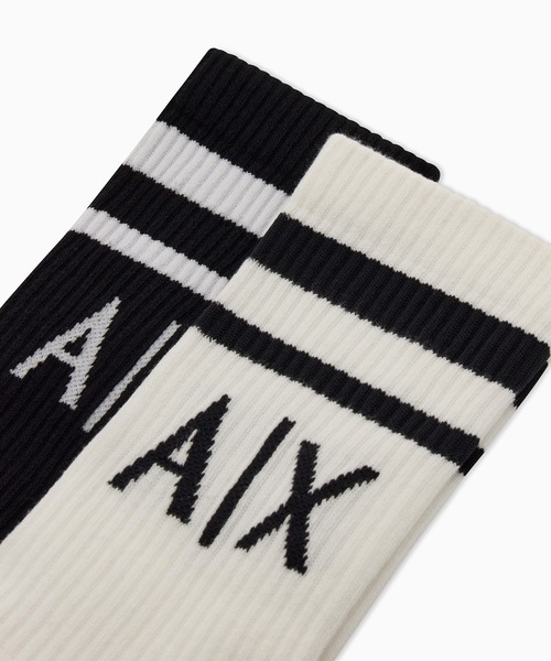 ARMANI EXCHANGE(アルマーニエクスチェンジ)の「【A|Xアルマーニ エクスチェンジ】A|Xロゴソックス(2足セット)_メンズ(ソックス/靴下・メンズ・ブラック×ホワイト/ホワイト×ブルー/ブラック×ライム/ブラック×レッド/ホワイト×グレー/チャコールグレー×ブラック/ブラック×ブルー・S/M/L/XL)」の9枚目の写真