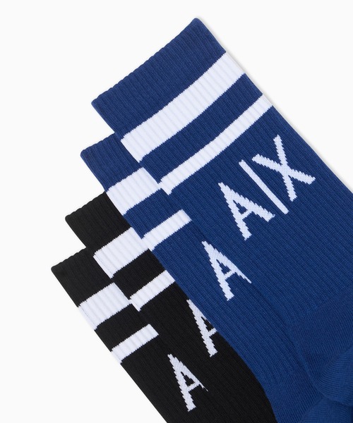A|Xアルマーニ エクスチェンジ】A|Xロゴソックス（2足セット）_メンズ