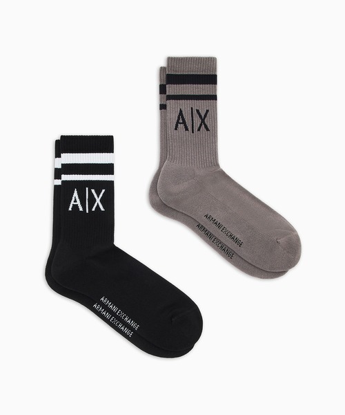ARMANI EXCHANGE（アルマーニエクスチェンジ）の「【A|Xアルマーニ エクスチェンジ】A|Xロゴソックス（2足セット）_メンズ（ソックス/靴下・メンズ・ブラック×ホワイト/ホワイト×ブルー/ブラック×ライム/ブラック×レッド/ホワイト×グレー/チャコールグレー×ブラック/ブラック×ブルー・S/M/L/XL）」の9枚目の写真