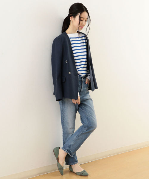 SHIPS（シップス）の「ノーカラーダブルジャケット（ノーカラー