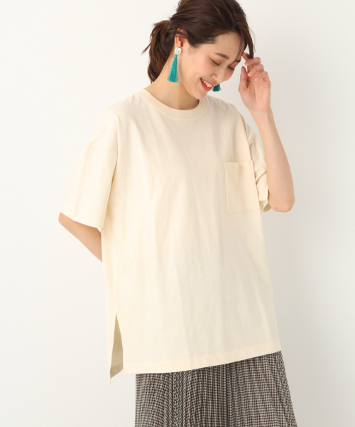 GLOBAL WORK(グローバルワーク)の「ピグメントフウチュニック/833214(Tシャツ/カットソー・レディース・イエロー/オフホワイト/ネイビー/ダークグレー・LARGE/MEDIUM)」の2枚目の写真