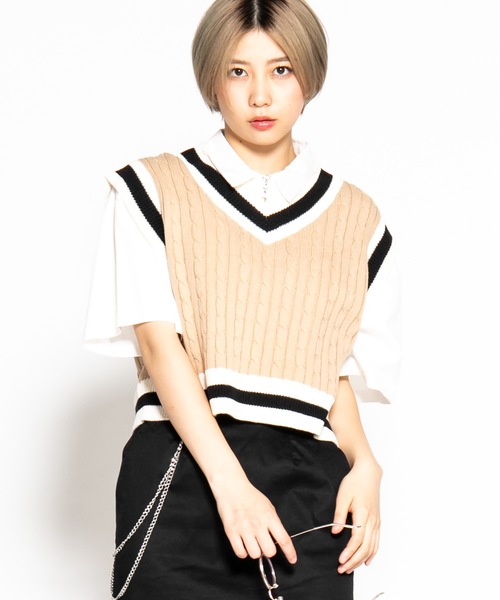 WEGO（ウィゴー）の「WEGO/チルデンベスト（ベスト・レディース・ホワイト/ブラック/ベージュ/パープル/グリーン・FREE）」の4枚目の写真