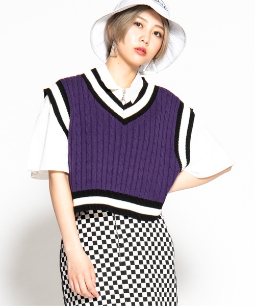 WEGO（ウィゴー）の「WEGO/チルデンベスト（ベスト・レディース・ホワイト/ブラック/ベージュ/パープル/グリーン・FREE）」の5枚目の写真