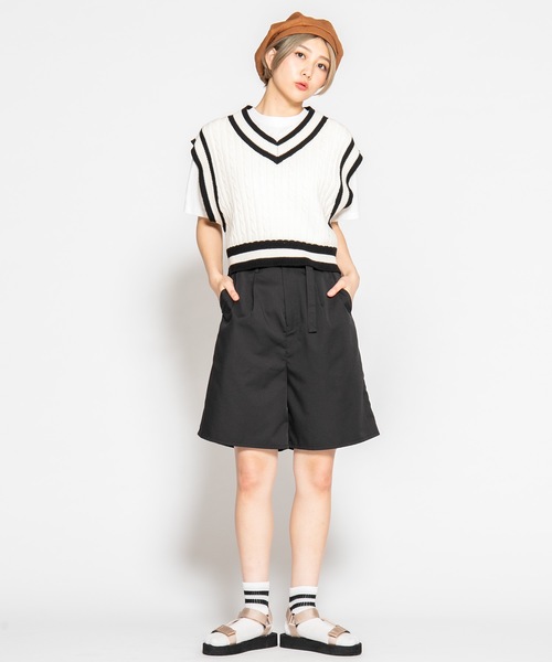 WEGO（ウィゴー）の「WEGO/チルデンベスト（ベスト・レディース・ホワイト/ブラック/ベージュ/パープル/グリーン・FREE）」の19枚目の写真