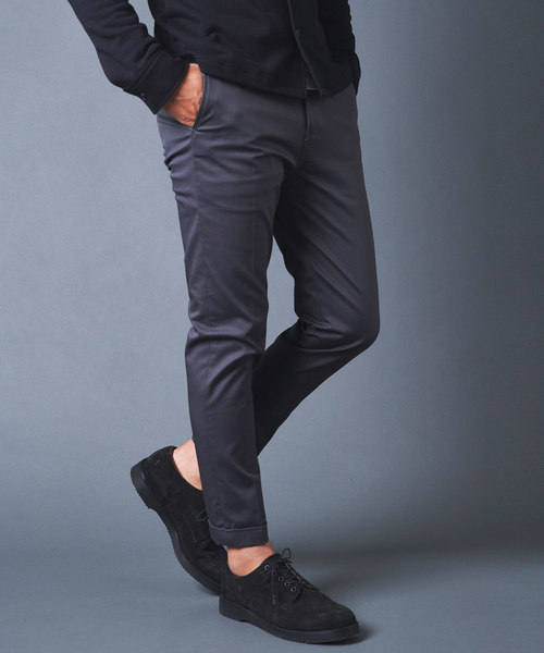 Magine(マージン)の「CTN STRETCH TAPERED W PANTS:コットンストレッチ テーパードダブルパンツ(スラックス)」|チャコールグレー