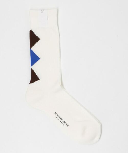 BEAUTY&YOUTH UNITED ARROWS(ビューティーアンドユースユナイテッドアローズ)の「BY バック アーガイル レギュラー ソックス(ソックス/靴下・メンズ・ダークグレー/オフホワイト・FREE)」の1枚目の写真