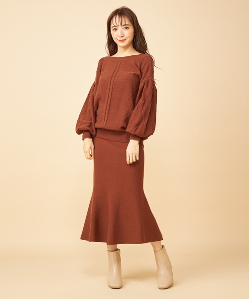 MIIA（ミーア）の「マーメイドニットスカート（スカート・レディース・ベージュ/ブラウン/イエロー・FREE）」の6枚目の写真