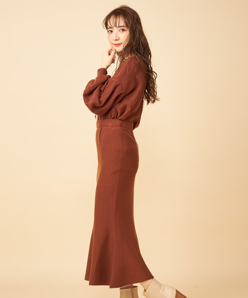 MIIA（ミーア）の「マーメイドニットスカート（スカート・レディース・ベージュ/ブラウン/イエロー・FREE）」の10枚目の写真