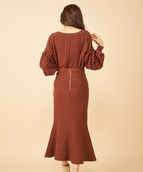 MIIA（ミーア）の「マーメイドニットスカート（スカート・レディース・ベージュ/ブラウン/イエロー・FREE）」の11枚目の写真