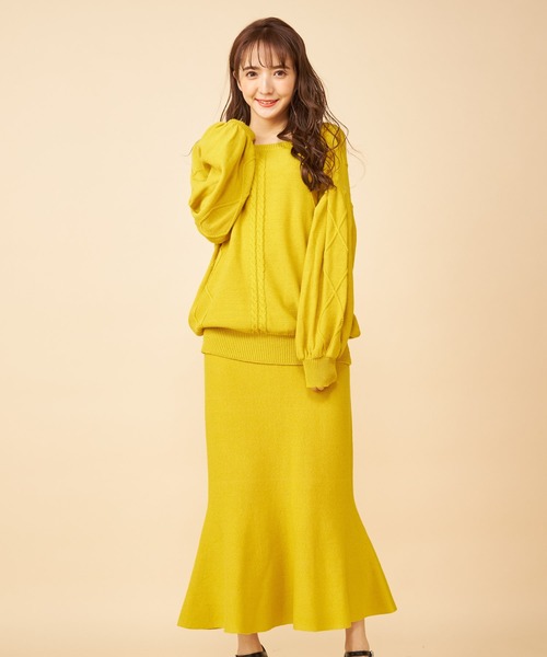 MIIA（ミーア）の「マーメイドニットスカート（スカート・レディース・ベージュ/ブラウン/イエロー・FREE）」の14枚目の写真