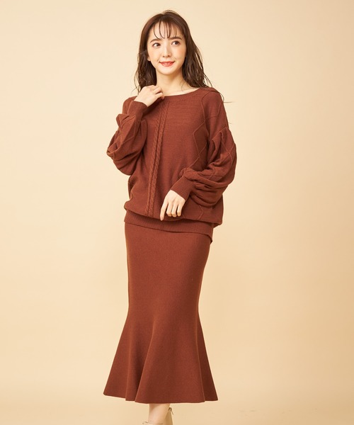 MIIA（ミーア）の「マーメイドニットスカート（スカート・レディース・ベージュ/ブラウン/イエロー・FREE）」の17枚目の写真