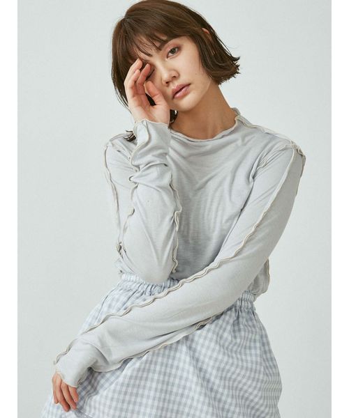 merry jenny(メリージェニー)の「エアリーカラーメロウカットソー(Tシャツ/カットソー・レディース・ライトブルー/ブラック/イエロー/ミント・FREE)」の4枚目の写真