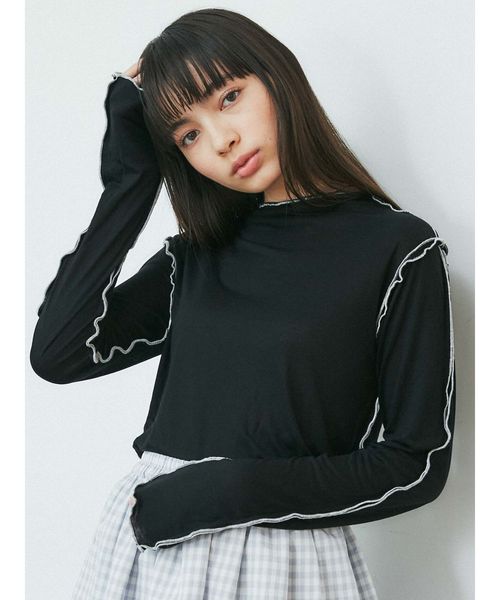 merry jenny(メリージェニー)の「エアリーカラーメロウカットソー(Tシャツ/カットソー・レディース・ライトブルー/ブラック/イエロー/ミント・FREE)」の2枚目の写真