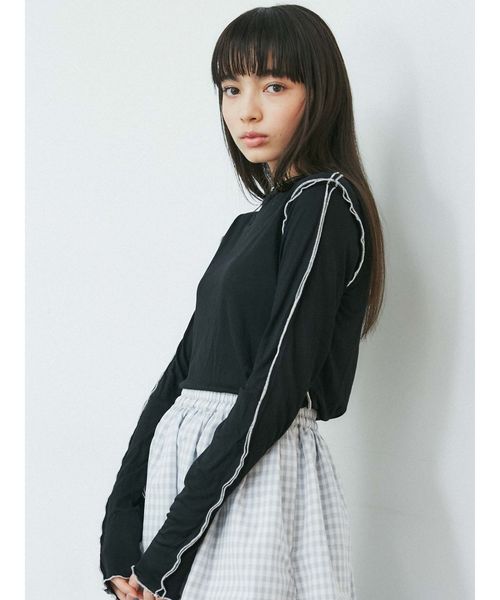 merry jenny(メリージェニー)の「エアリーカラーメロウカットソー(Tシャツ/カットソー・レディース・ライトブルー/ブラック/イエロー/ミント・FREE)」の9枚目の写真