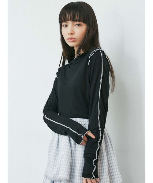 merry jenny(メリージェニー)の「エアリーカラーメロウカットソー(Tシャツ/カットソー・レディース・ライトブルー/ブラック/イエロー/ミント・FREE)」の5枚目の写真