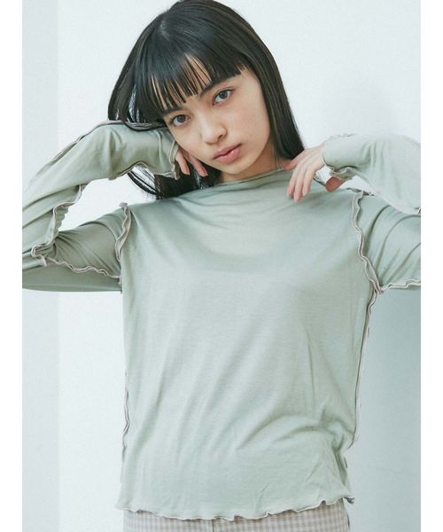 merry jenny(メリージェニー)の「エアリーカラーメロウカットソー(Tシャツ/カットソー・レディース・ライトブルー/ブラック/イエロー/ミント・FREE)」の7枚目の写真