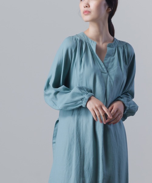 製品洗い 綿麻レーヨンギャザーチュニックシャツワンピース チュニック Omnes Another Edition オムネス アナザーエディション のファッション通販 Zozotown