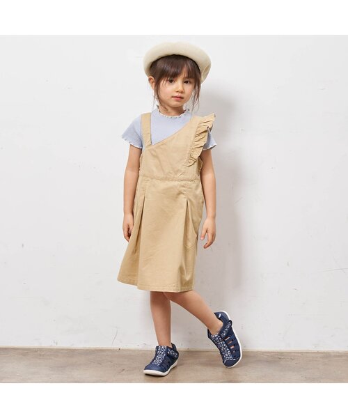 apres les cours（アプレレクール）の「/ワンショルジャンスカ（ジャンパースカート・キッズ・ベージュ/ネイビー・90/100/110/120/80/130/140）」の12枚目の写真