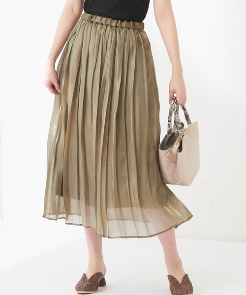 natural couture（ナチュラルクチュール）の「オーロラシアープリーツスカート（スカート・レディース・カーキ/サックスブルー/ラベンダー/ライトベージュ・FREE）」の3枚目の写真
